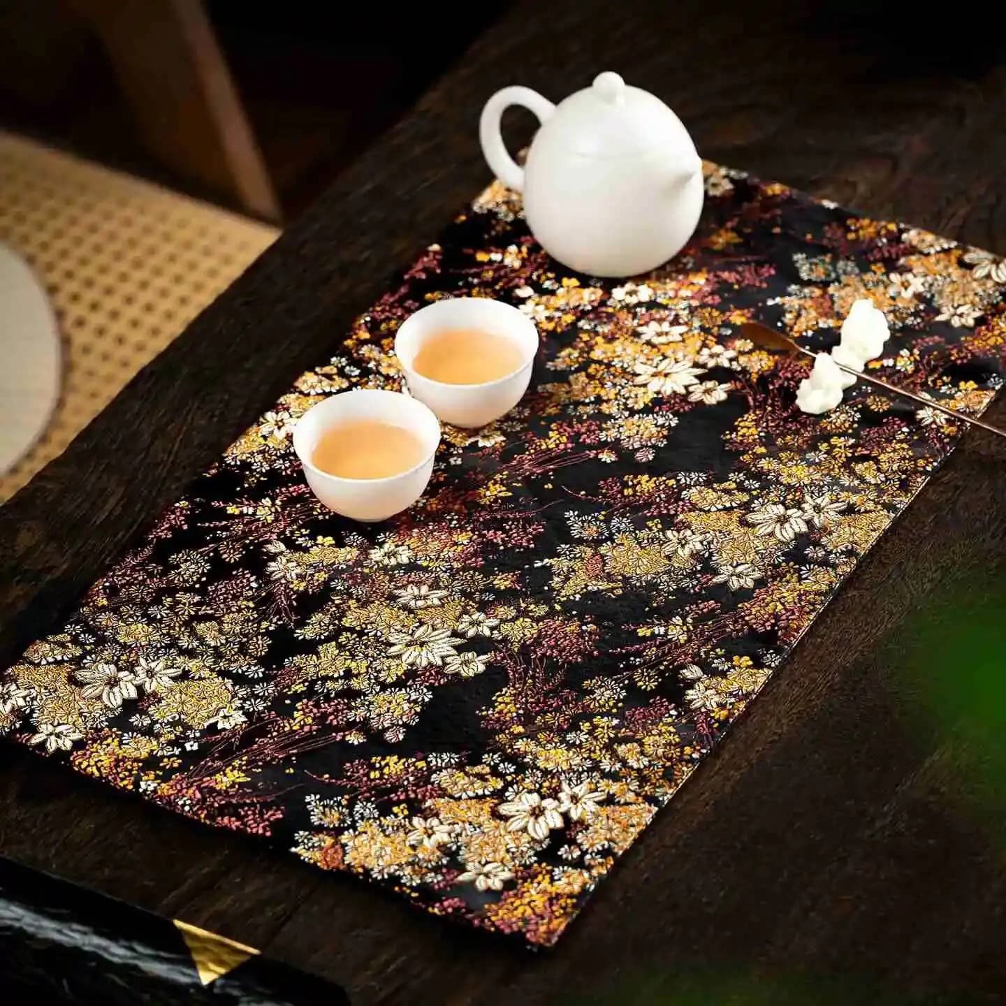 Cloud Brocade Tea Mat Double-layer Anti-scald Tea Pad Classical Brocade Table Runner, Table Mat, Incense Mat,