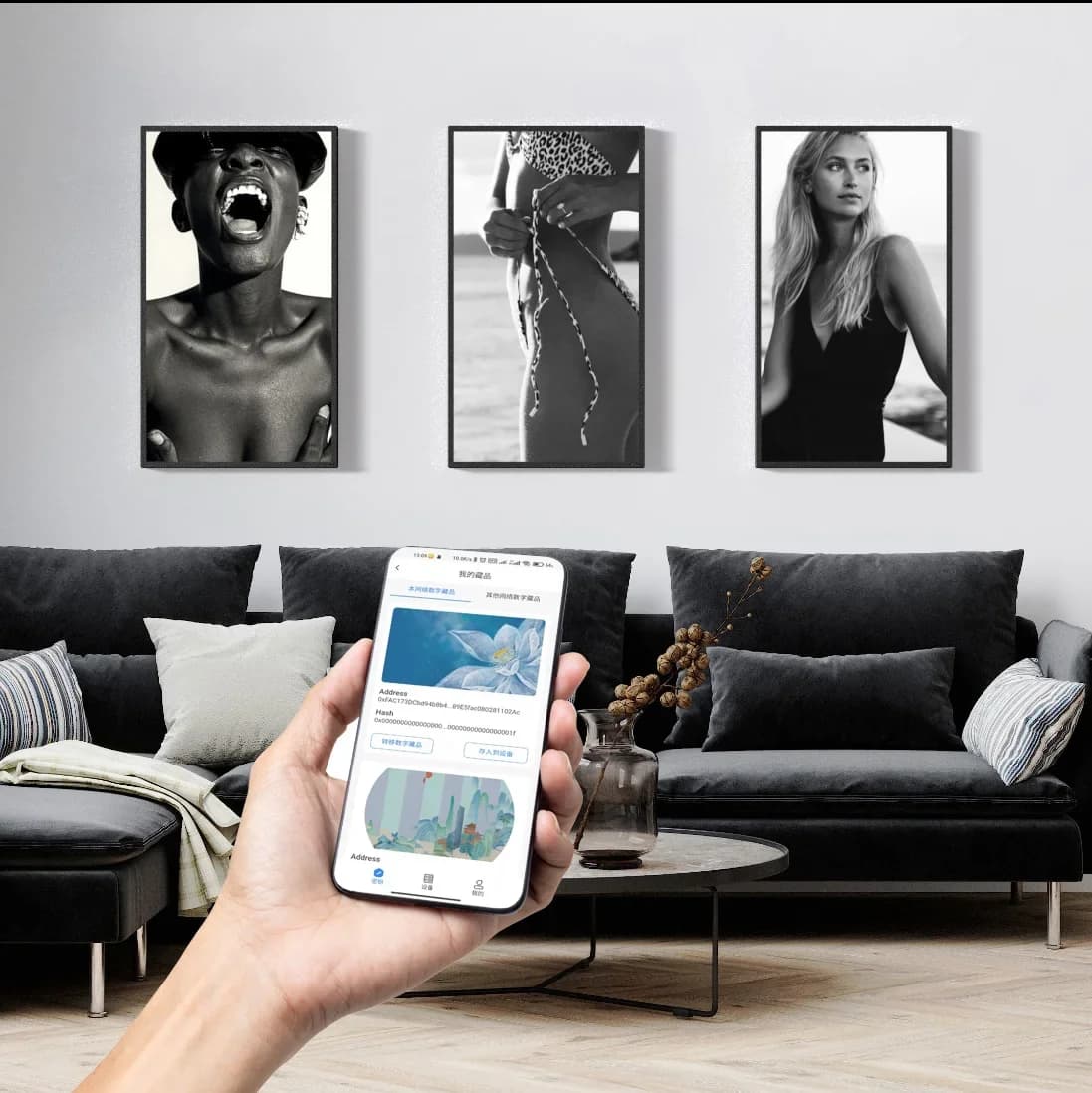 Display NFT Cornice AI Display LCD da 21,5/32/43 pollici Wifi Cloud Cornice per foto digitali da 32 pollici per tela artistica in legno OEM