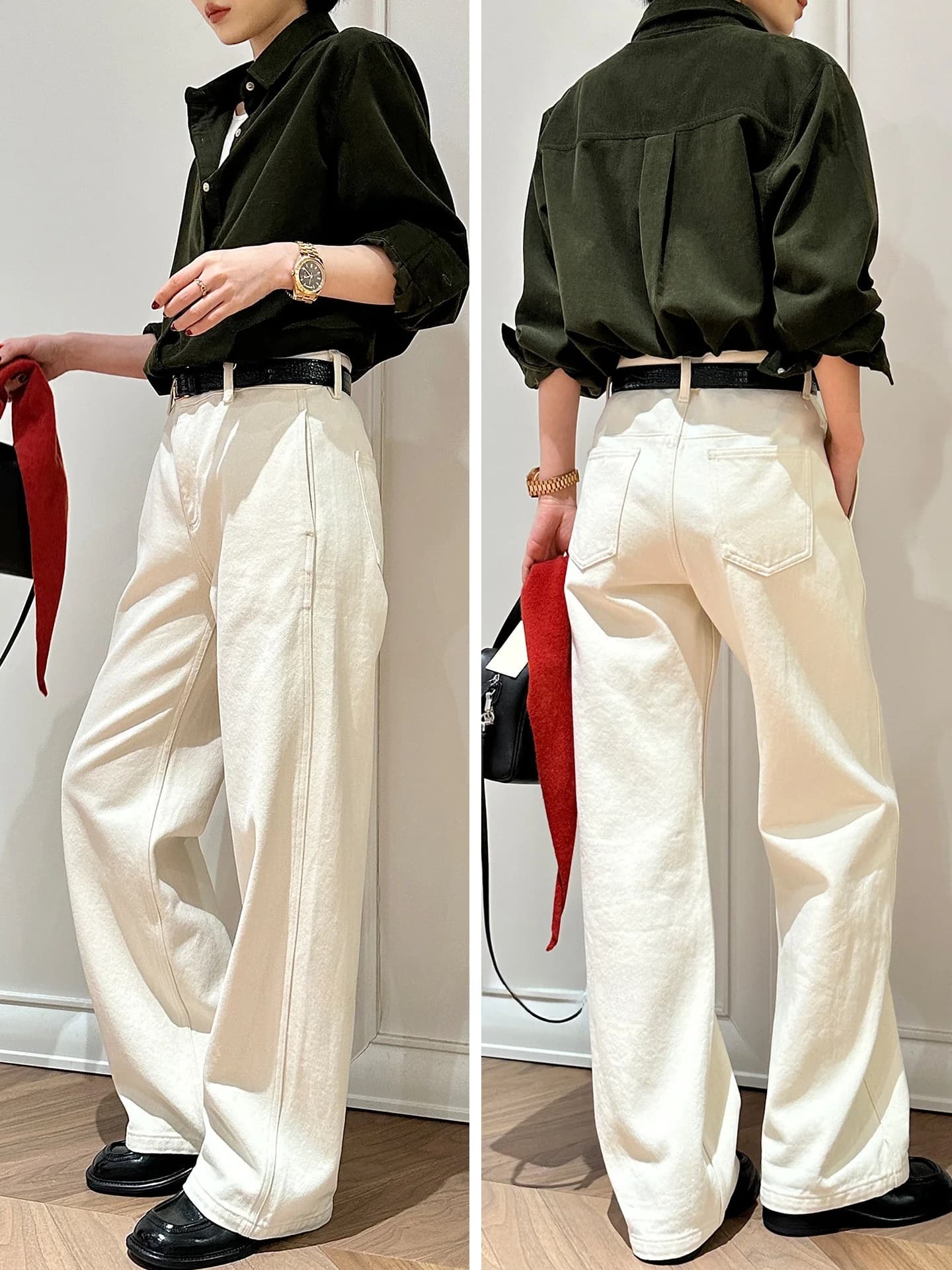 Jeans Elite Casual a Gamba Dritta in Cotone, Collezione Primavera, Pantaloni di Alta Moda per Donna
