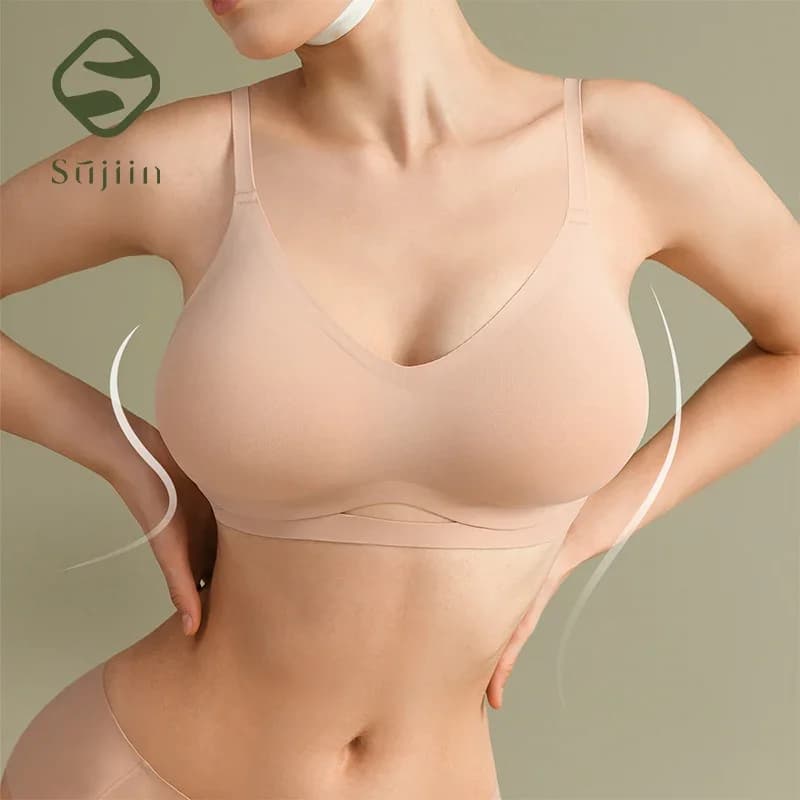SUJIIN Reggiseno push up sexy per donna Bralette senza cuciture Sollevamento di supporto Stampo centrale Reggiseno imbottito senza fili femminile con busto piccolo MX206B