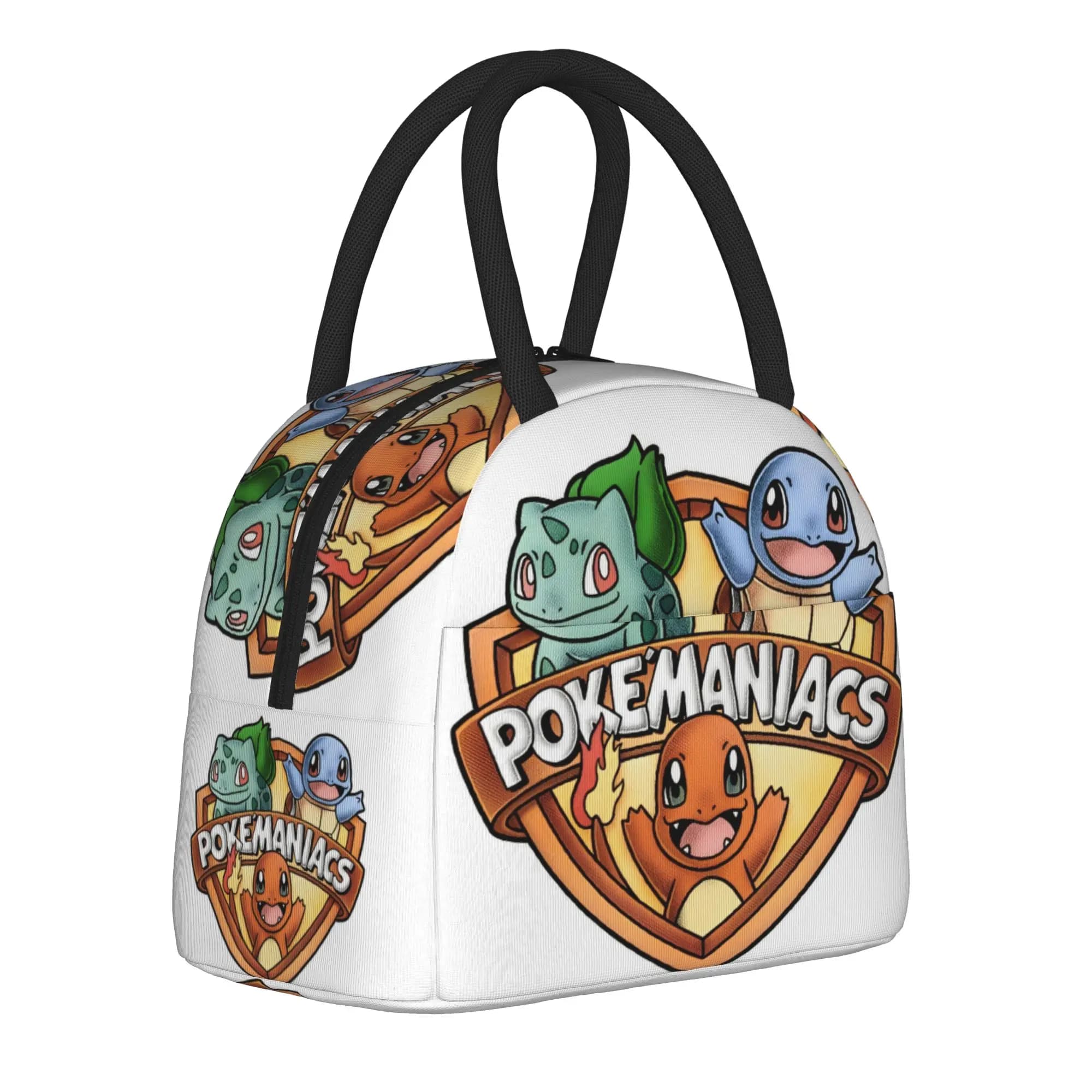 Borsa Termica Porta Pranzo Pokemon POKEMANIACS - Contenitore Refrigerante per il Pranzo con Bulbasaur, Charmander, Squirtle - Borsa Termica per Alimenti