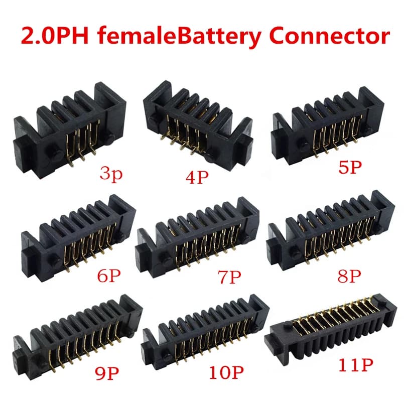 5 pezzi 3 4 5 6 7 8 9 10 11 12 PIN connettore batteria per Laptop passo 2.0MM supporto Clip Slot contatto spina maschio piedino a 90 gradi