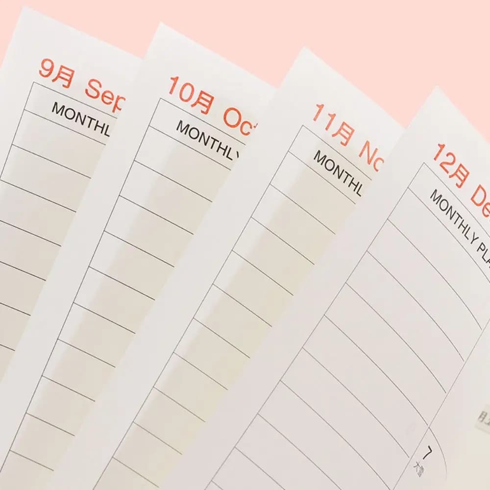 A4 A5 2026 Orari Notebook Efficienza del lavoro 24 fogli Planner Notebook Check-in della vita Piano di apprendimento Calendario 2026 Planner