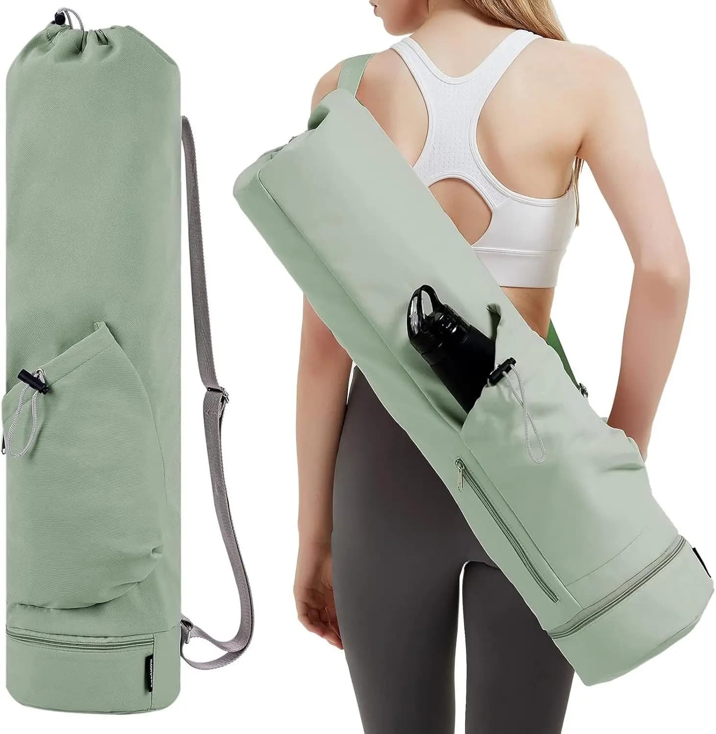 Waterproof Bag for Yoga Carpet with Pocket Bottle Holder and compartment for Bagnate Items, Multifunctional Bag for Men and Women