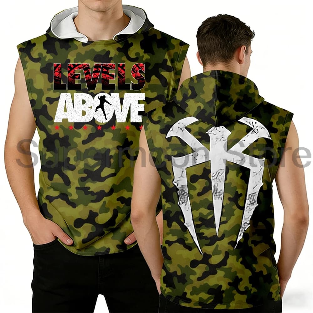 Roman Reigns Levels Above - Canotta con cappuccio unisex, senza maniche, da donna e da uomo, streetwear, gilet da palestra