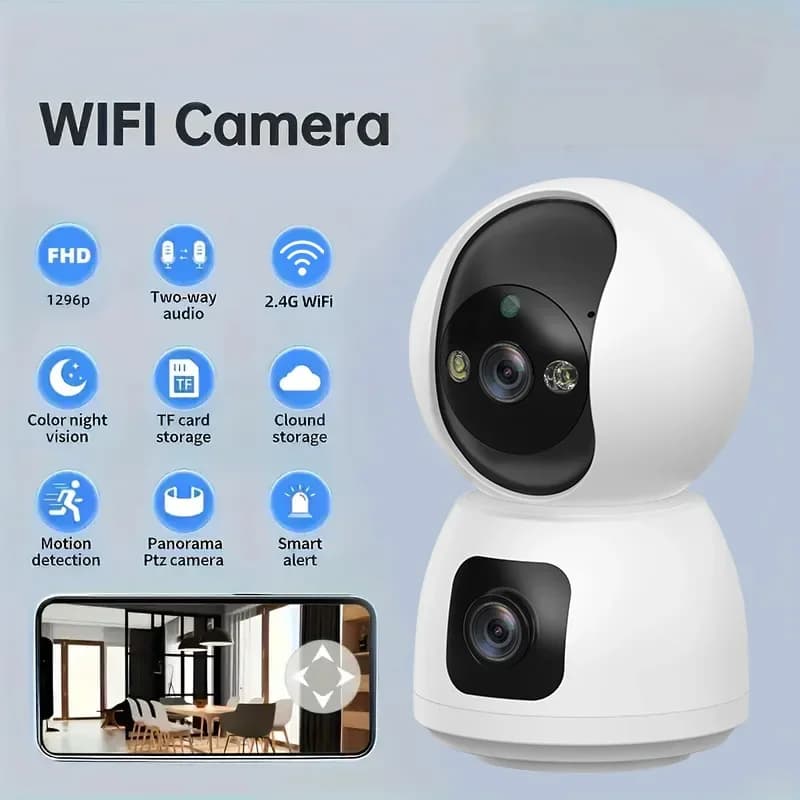 Telecamera di Sicurezza HONGTONG 2K Pan Tilt con Visione Notturna, Audio Bidirezionale, Allarme per Monitoraggio Bambini e Cani, Rilevamento Movimento