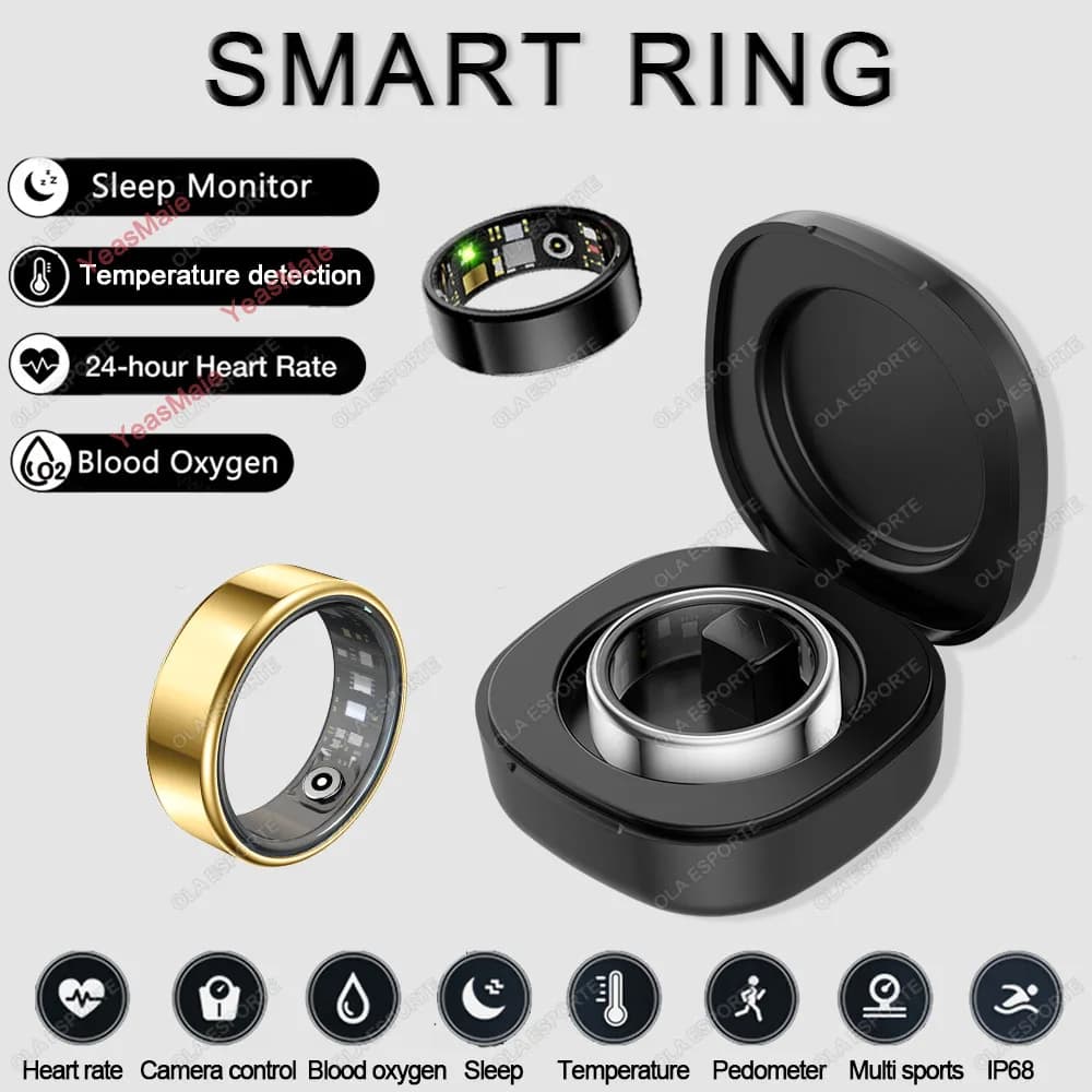 Smart Ring Man Woman Blood Pressure Meter, Heart Rate, Blood Oxygen and Sleep Monitoring, Waterproof Sports Rings 5ATM Man Woman 2026 New
