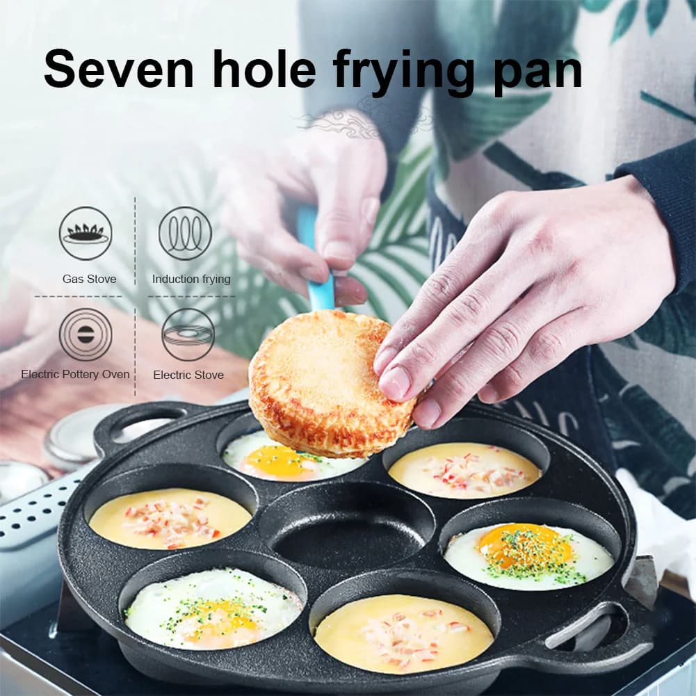 7-French Anti-Agent Cast Iron for Omelette, Pancake Filled and Eggs, for Gas and Induction Kitchen