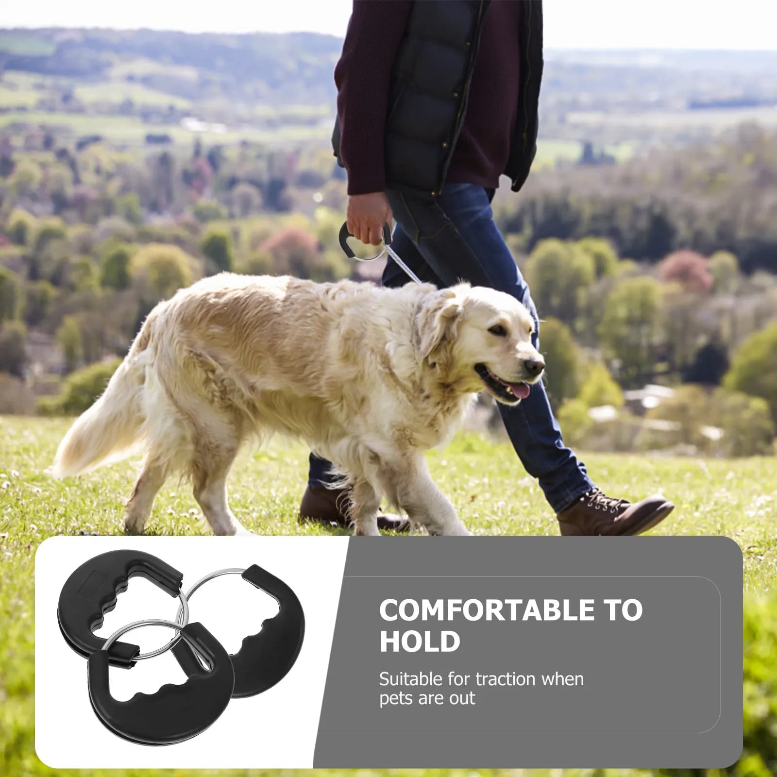 Set di 3 Maniglie per Guinzaglio per Cani in Gomma, Comode ed Ergonomiche, per Passeggiate e Corsa all'Aperto