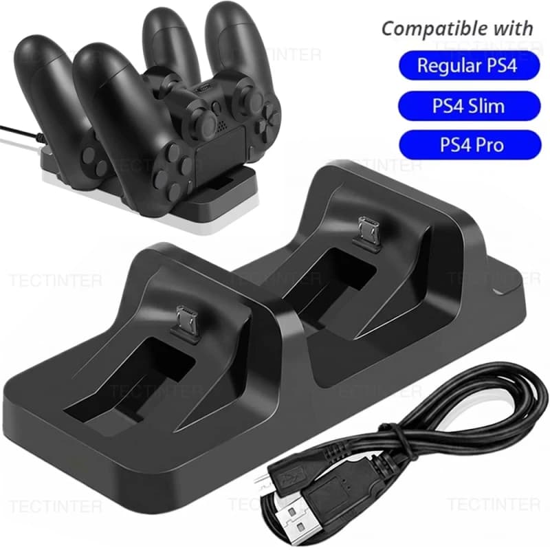 Stazione di ricarica doppia per controller PS4, supporto per la ricarica del gamepad Sony PlayStation 4, accessori per videogiochi.