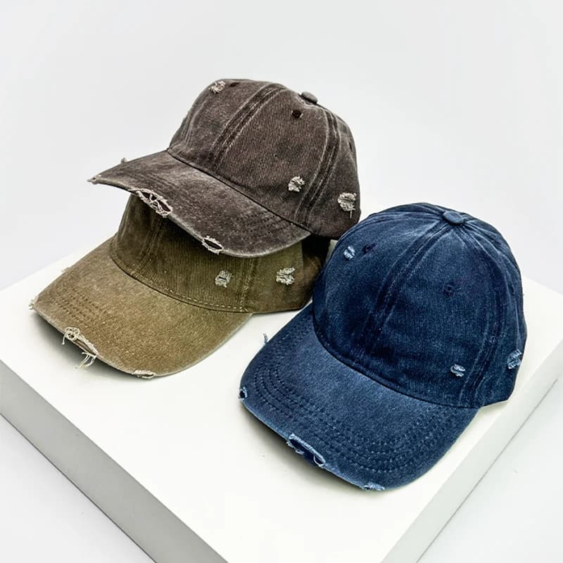 New Unisex Broken Style Solid Baseball Hats Breathable American Vintage Sunshade Simple Peaked Cap Versatile Fashion Casual Ins