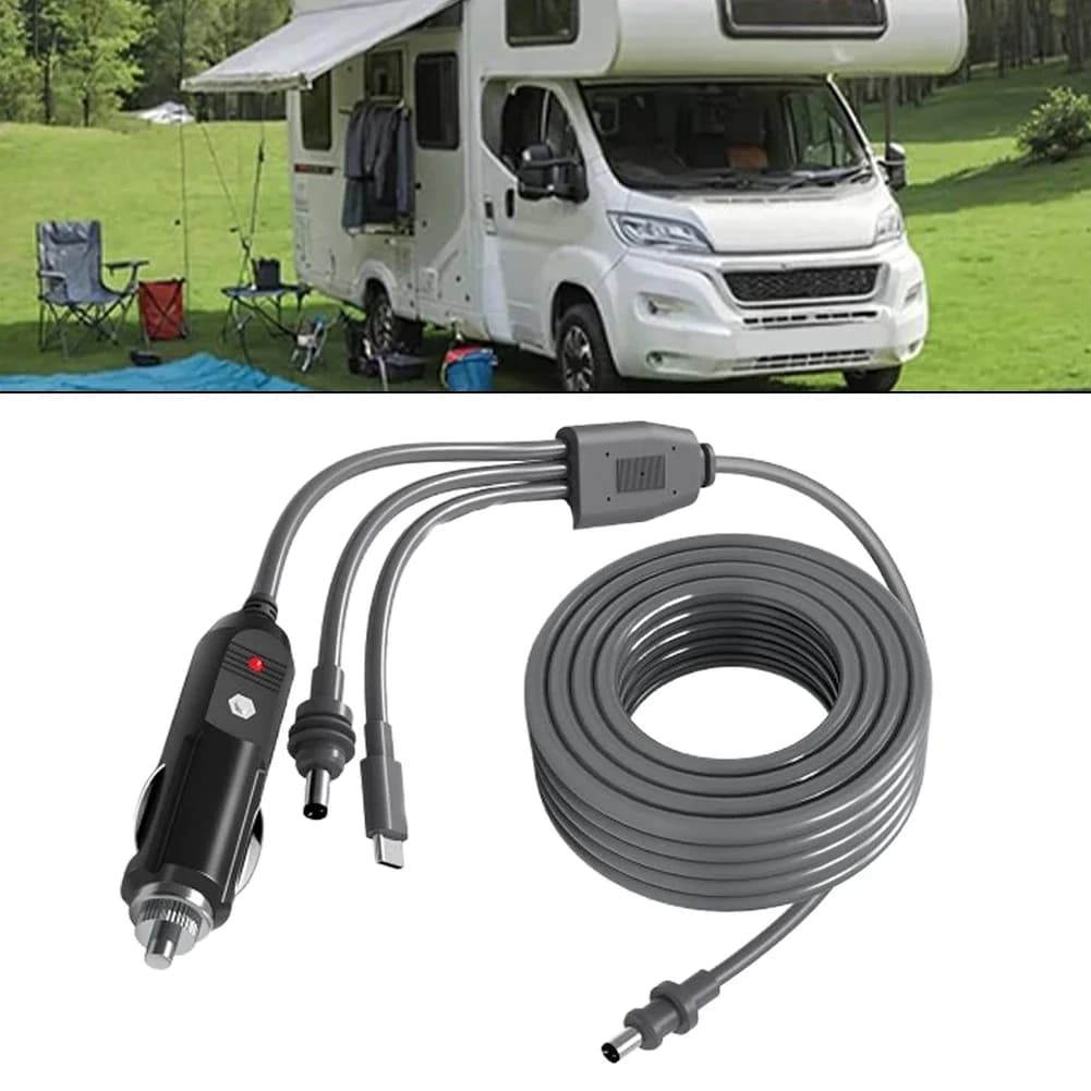 Caricabatterie per Auto 3-in-1 da 100W con Cavo DC e Adattatore USB-C a DC per Starlink, Mini, Camper, Viaggi, Campeggio e Ricarica Camion