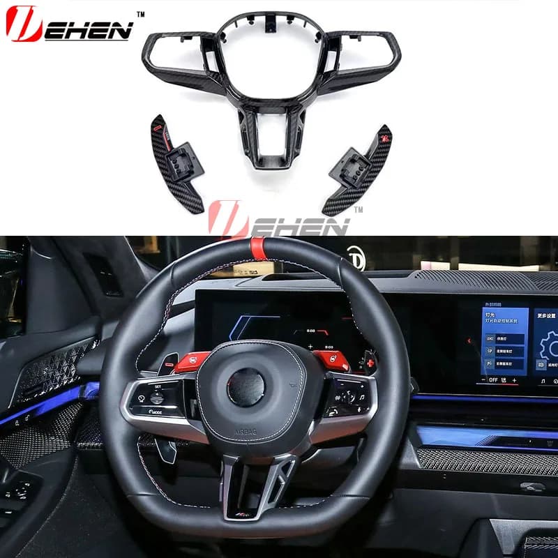 Copertura del Volante in Fibra di Carbonio per Nuova Serie 5 G60 G70 M5 G90 i5 M60 i7 X2 M35i G48 G18 X5 X6 2025-2026 con Paddle Shift