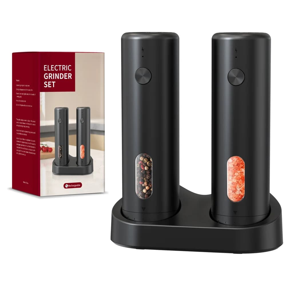 1PC/2PCS USB Rechargeable Automatic Pepper Grinder Set Salt And Pepper Mill Adjustable Coarseness Spice Grinder for Kitchen