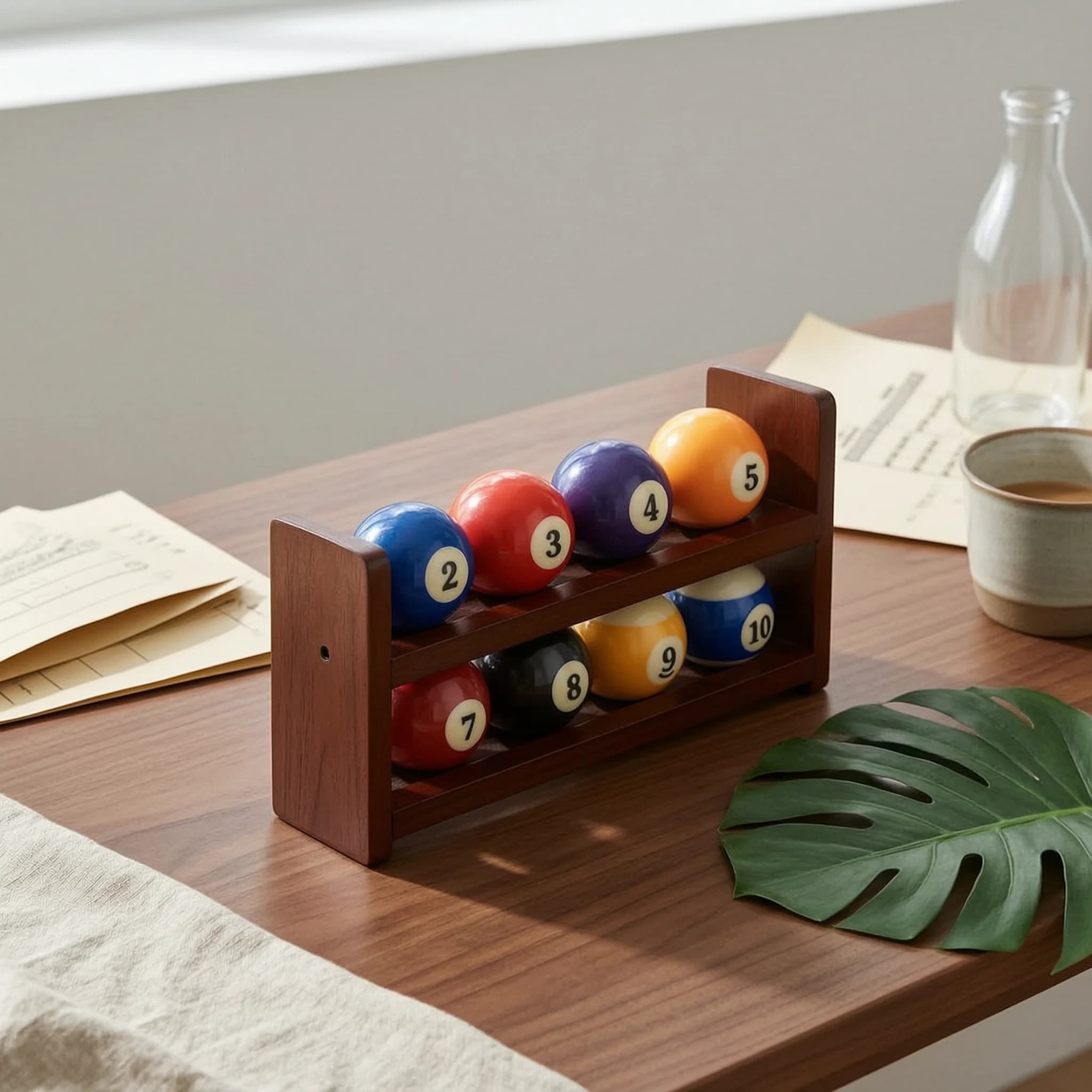 Pool Cue Rack with Accessory Storage Sturdy Pool Cue Rack Easy to Install Elegant for Game Room, Home Bar
