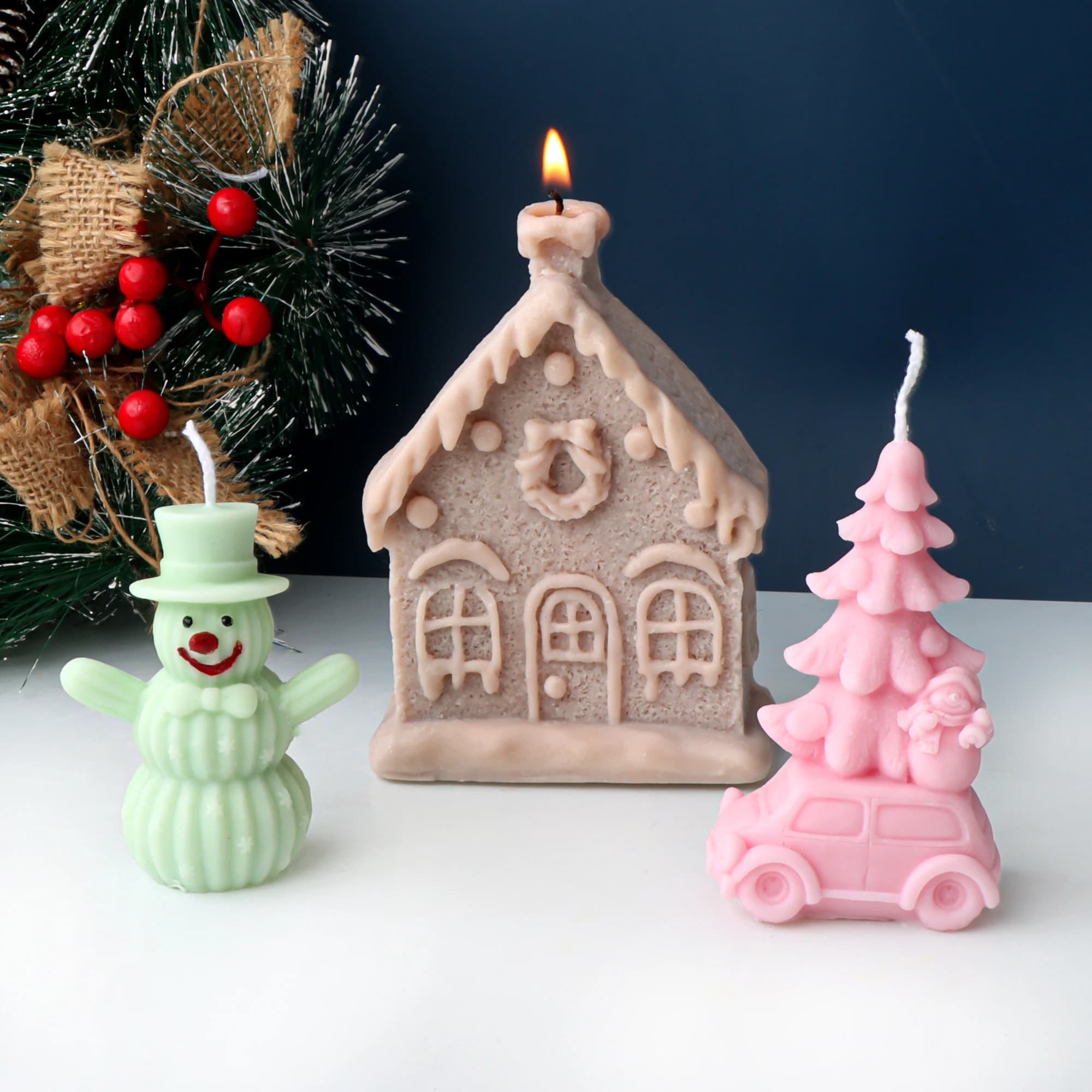 Creativo candela di Natale stampo pupazzo di neve/auto dell'albero/casa/forma dell'albero decorazione della casa fai da te regalo strumento per figurine in resina di gesso