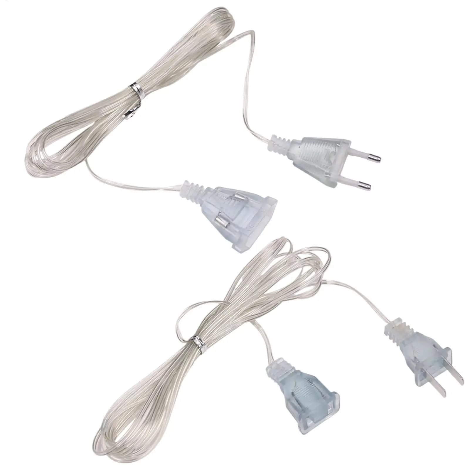 Cavo di prolunga da 3 m con spina EU/US, 220V, cavo trasparente per luci LED, ghirlande luminose, luci decorative per le feste, multiuso