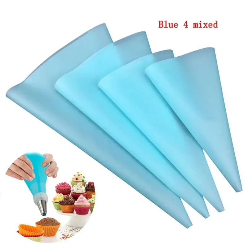 Set di 4 Sacchetti da Pasticceria in Silicone con Punte per Decorazione Torte, Strumenti Riutilizzabili per Glassare e Decorare