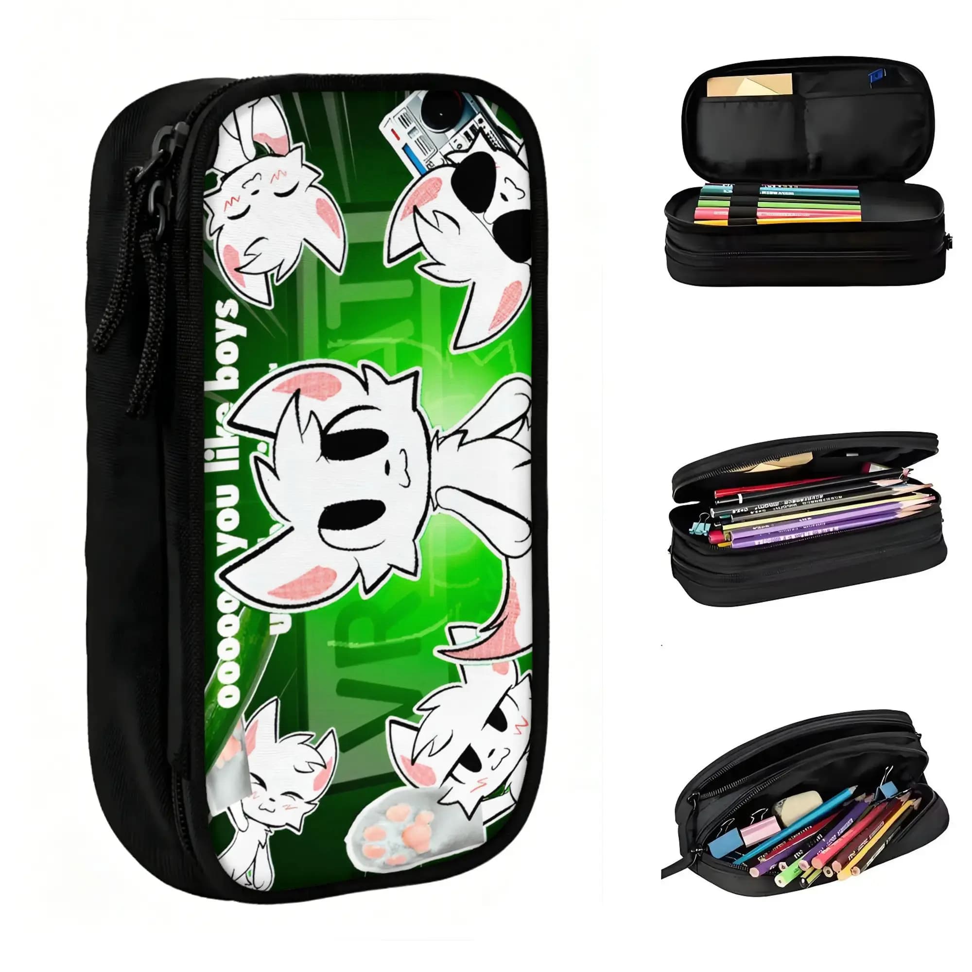 Custom Boykisser Silly Cat Kawaii Pencil Case Girls Boys Large Capacity Cartoon Pencil Pouch Student School