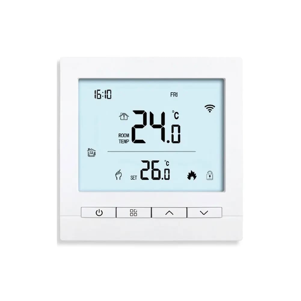 Termostato intelligente per riscaldamento a base d'acqua compatibile con Alexa e app Tuya Supporto vocale e blocco di sicurezza per bambini