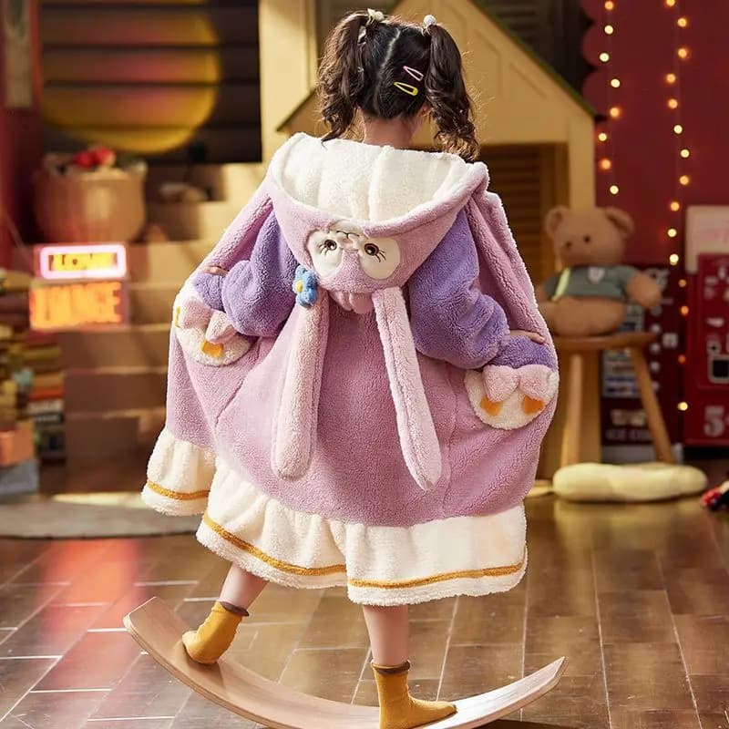 Abito con cappuccio per bambini per ragazze Indumenti da notte invernali Principessa Bambino Spessore caldo Camicia da notte lunga Pigiama in pile corallo Accappatoio