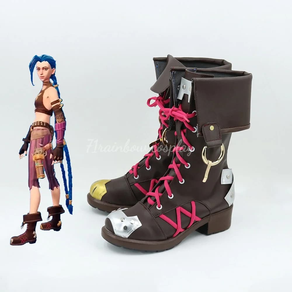 71rainbow Cosplay Jinx Cosplay Shoes Game LOL Arcane Jinx Cosplay Boots Shoes