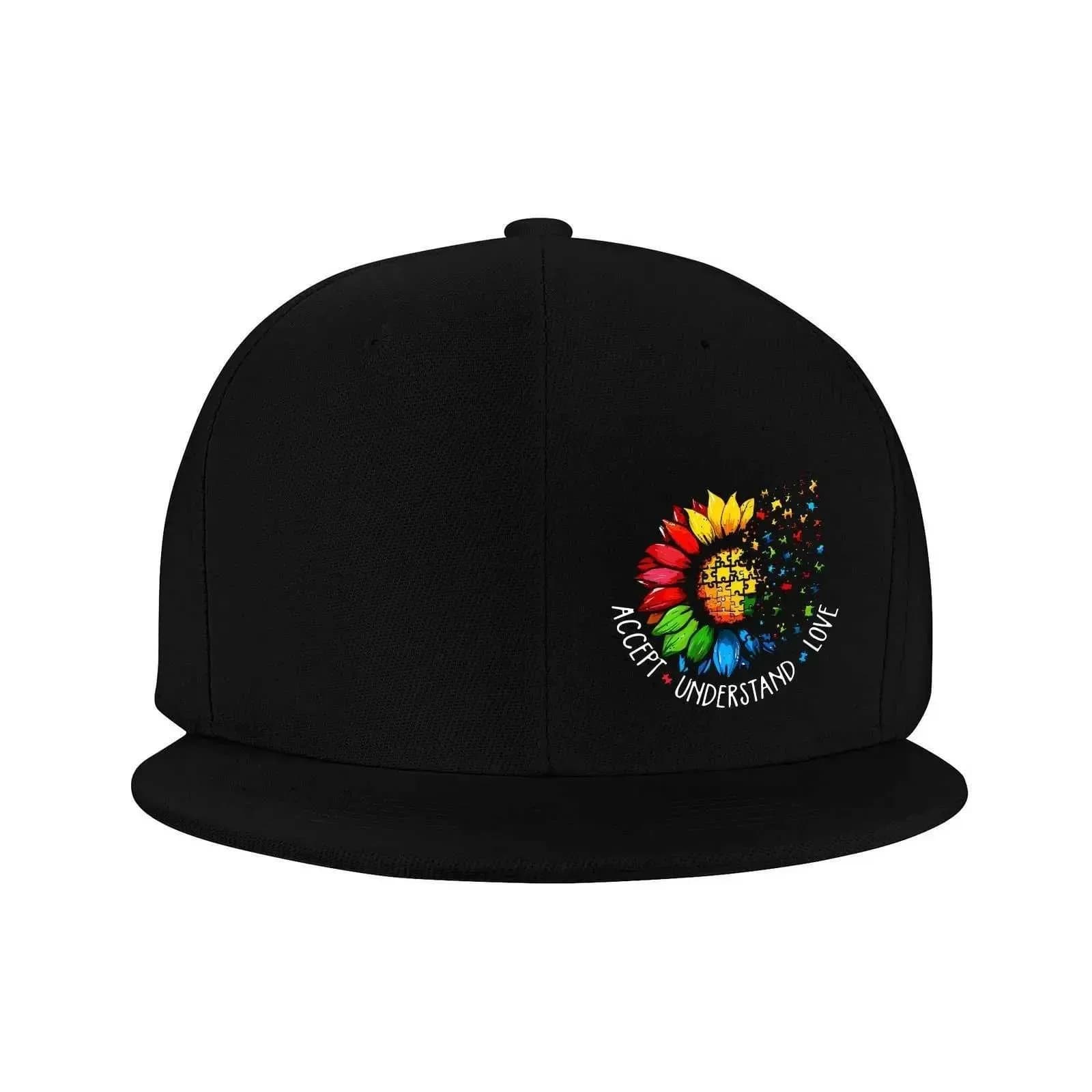 Cappellino da baseball con girasole per la sensibilizzazione sull'autismo, regolabile, in cotone, casual, con chiusura snapback, unisex