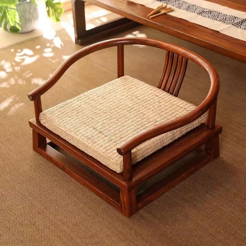Straw Woven Floor Cushion for Meditation Thick Tatami Mat for Kneeling Square Rattan Bay Window Mat Home Yoga Pad for Ground