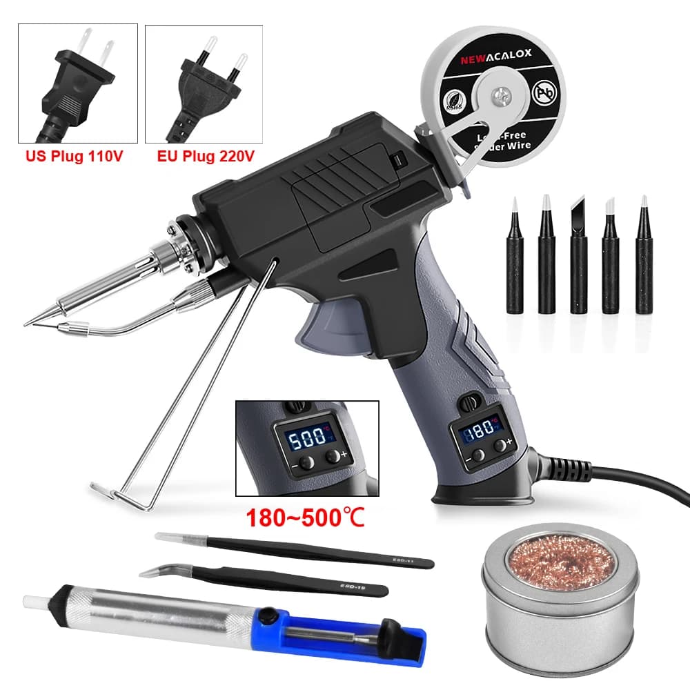 Kit Saldatore Digitale LED con Temperatura Regolabile 180-500°C ° Pistola per Saldatura a Calore Interno C per Riparazioni