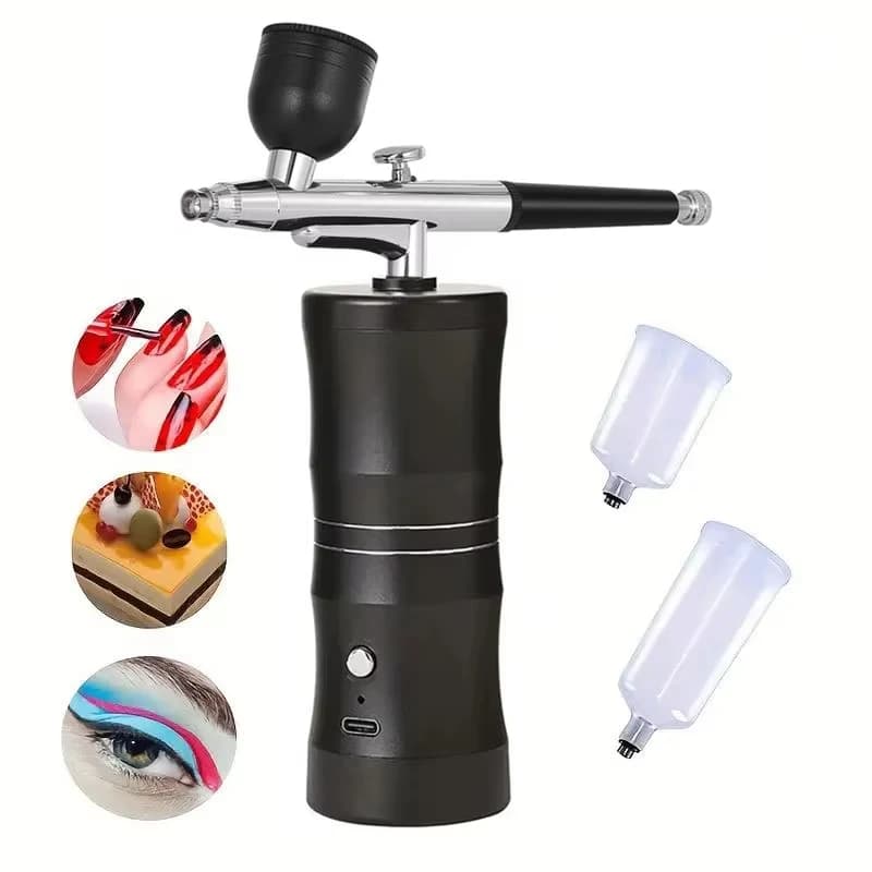 Wireless aerograph kit with 03 mm Ugello compressor Rechargeable spray gun for painting tool pattern decoration cake makeup nail art