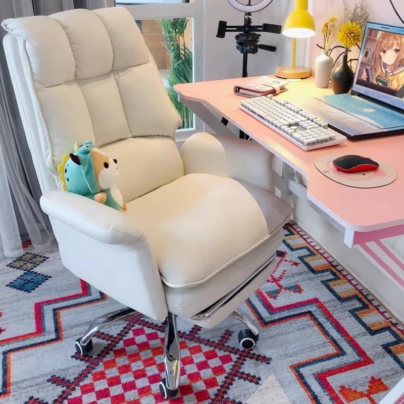 Sedia da ufficio direzionale girevole Cuscino bianco Computer Comoda sedia da ufficio Vanity Gaming Sillas De Oficina Accessori per la casa