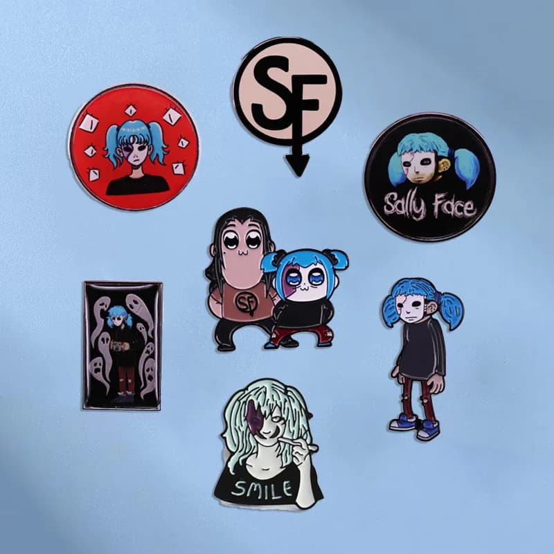 Gioco Horror Sally Face Pin Badge zaino da uomo per bambini spilla giacca Denim accessori per abbigliamento amici gioielli regalo
