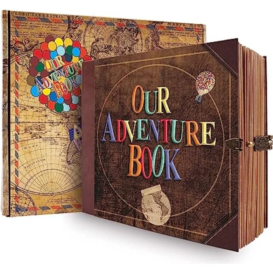 Our Adventure Book Scrapbook Photo Album Retro Style Embossed Letter Cover Travel Diary Journal Scrap Book Kit For Couples, Mem
