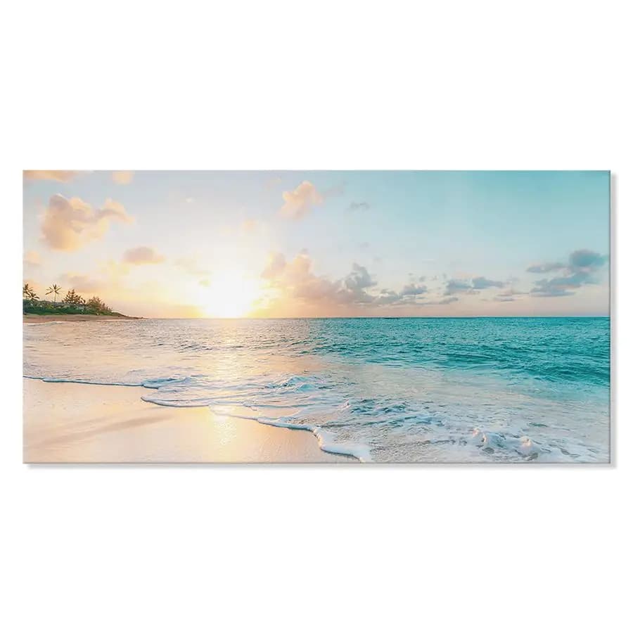 Ocean Beach Sunset Canvas Wall Art per camera da letto Dipinti di paesaggi marini Immagine costiera Opere d'arte incorniciate per bagno Soggiorno Ufficio