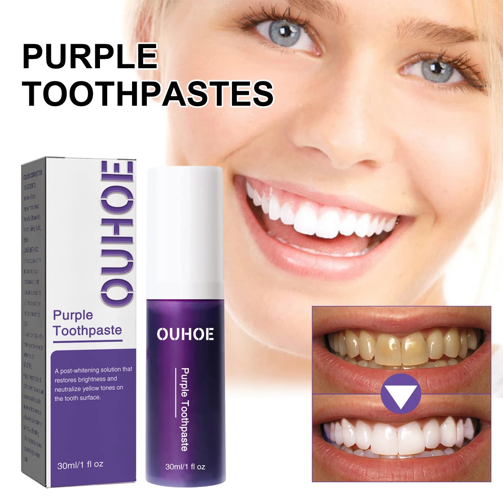 Purple whitening toothpaste – Gentle daily care of teeth, cleanliness, fresh breath, full oral care