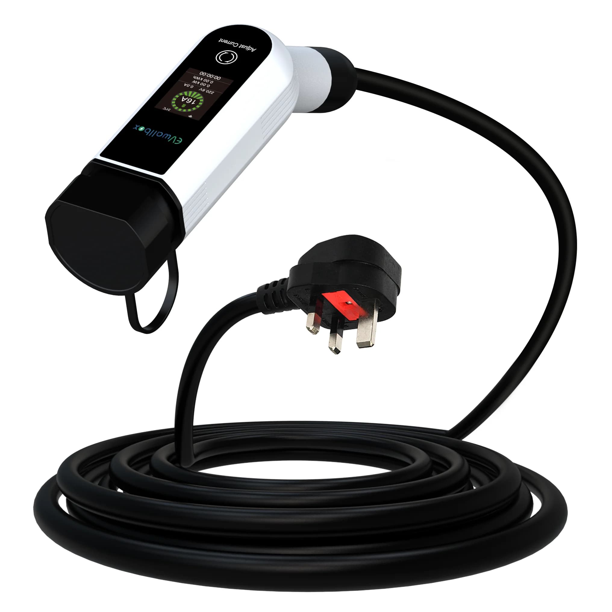 UK Plug Portable EV Charger cable 3.2kW 13A IP65 with Type A+DC6mA RCD and Smart APP