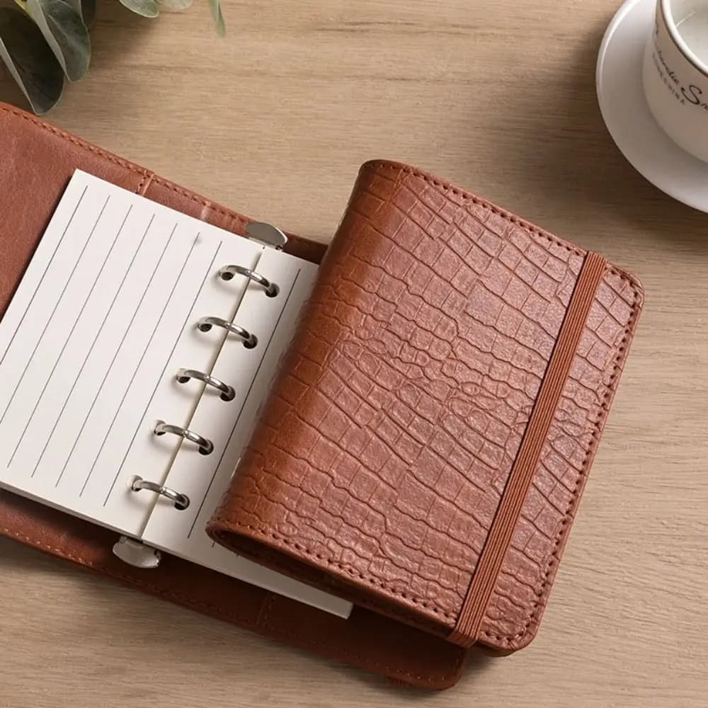 Agenda in Pelle A8 alla Moda, Taccuino Portatile a Fogli Mobili, Pianificatore con 5 Fori, Mini Diario per Ufficio
