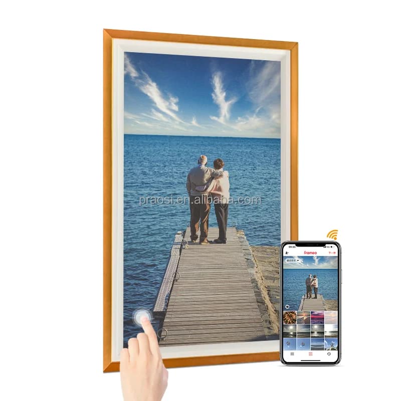 Cornice Digitale WiFi da 32 Pollici con Schermo Touch IPS HD, Cornice Intelligente Cloud Frameo, Montabile a Parete, Rotazione Automatica di Album e Video