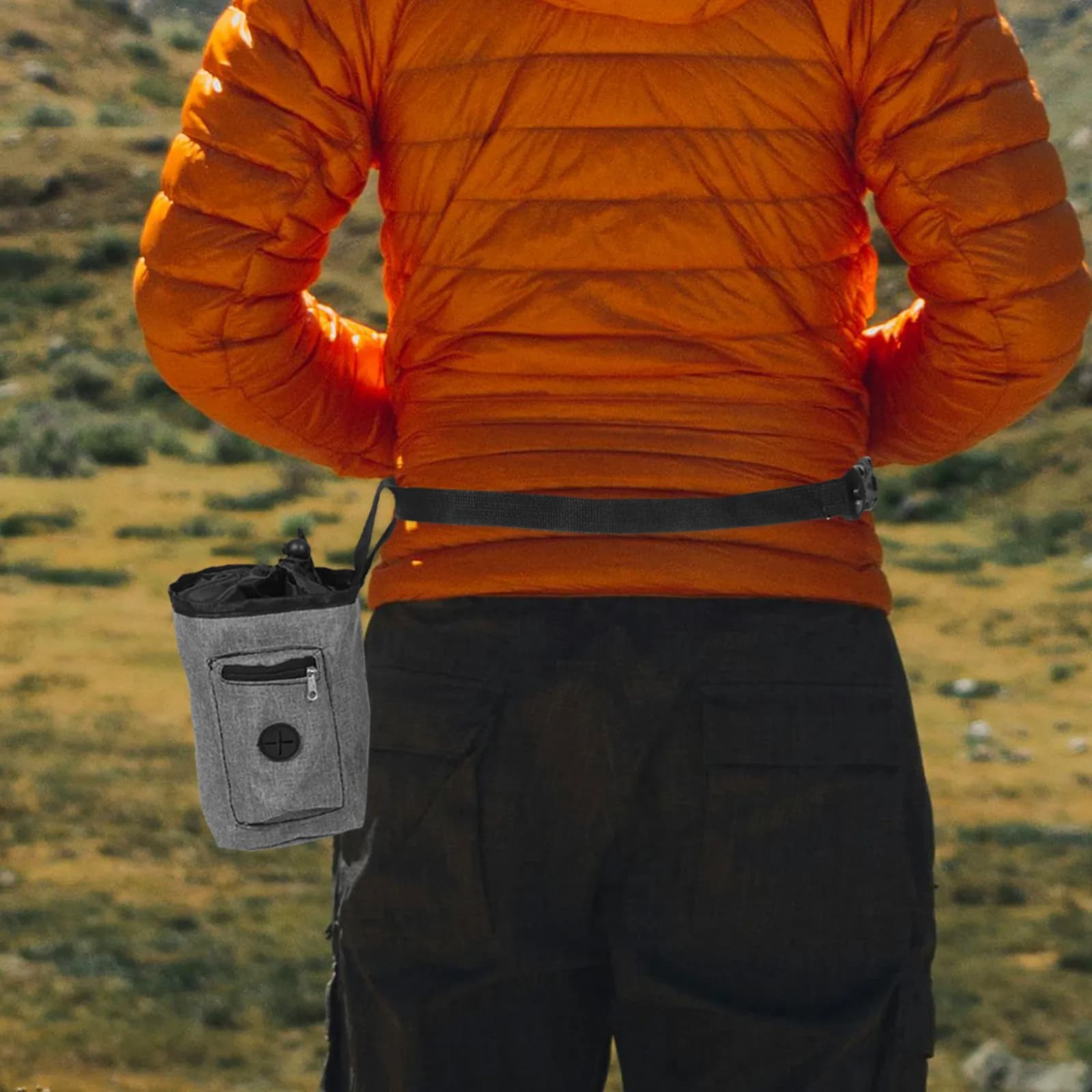 Oxford Cloth Climbing Chalk Bag Gray Anti Slip Bouldering Chalk Bucket Pouch Waist Belt Rock Climbing Mountaineering Gym
