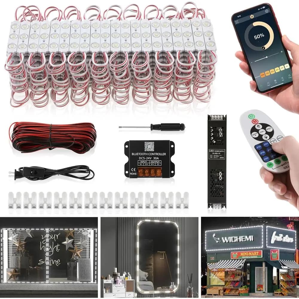 Luci LED Storeront o Busin100T con Controllo Bluetooth APP, Luci per Finestrini, Luce Diurna Bianca 6500K 1.32W 12V DC