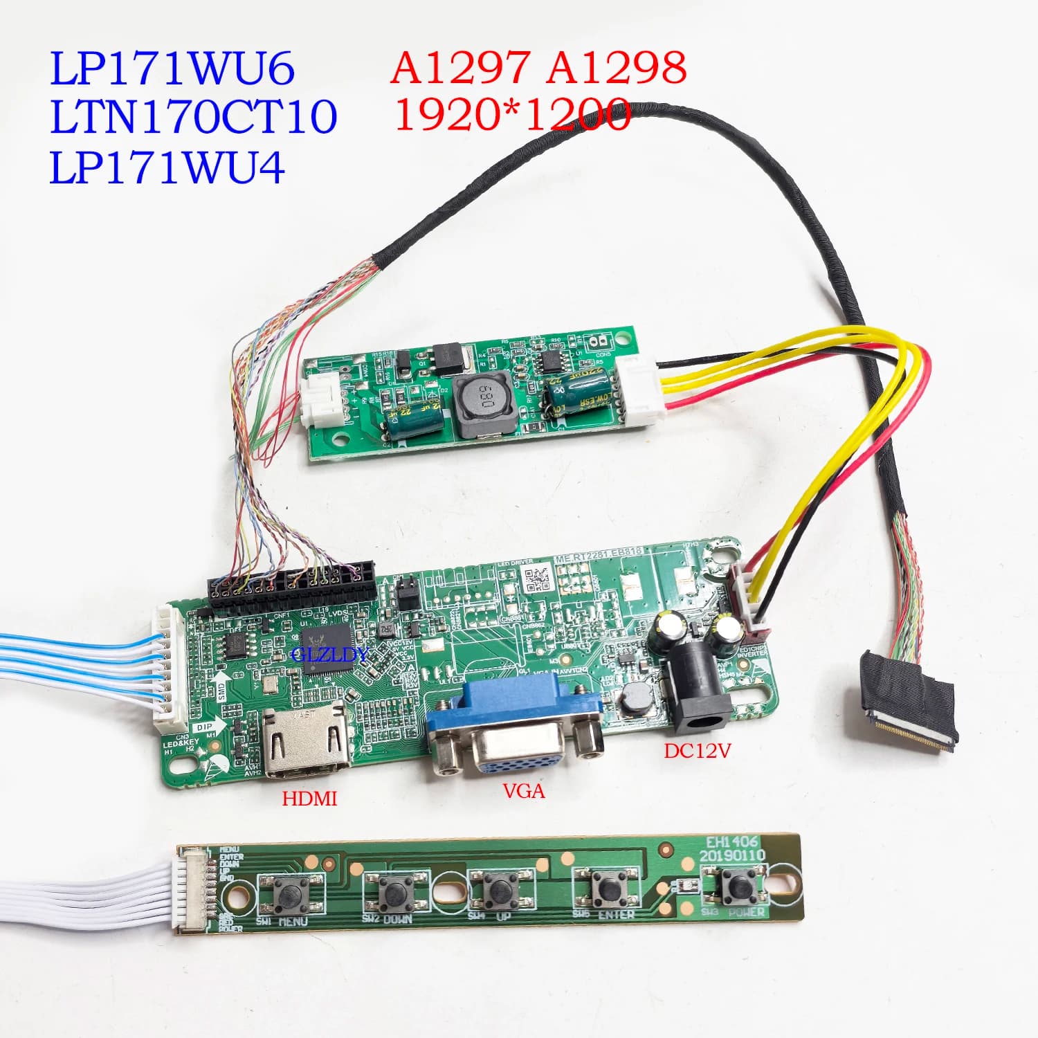 HDMI VGA LCD Controller Board For 17inch 1920x1200 40P LTN170CT10 LP171WU6 LP171WU4 for MBP A1297 A1298 LCD DIY laptop display