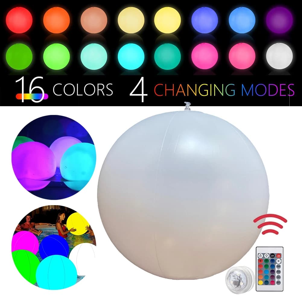 Palla LED Luminosa da Giardino con Telecomando, Pallone Gonfiabile Luminoso LED per Spiaggia, Decorazione per Matrimoni e Feste in Spiaggia