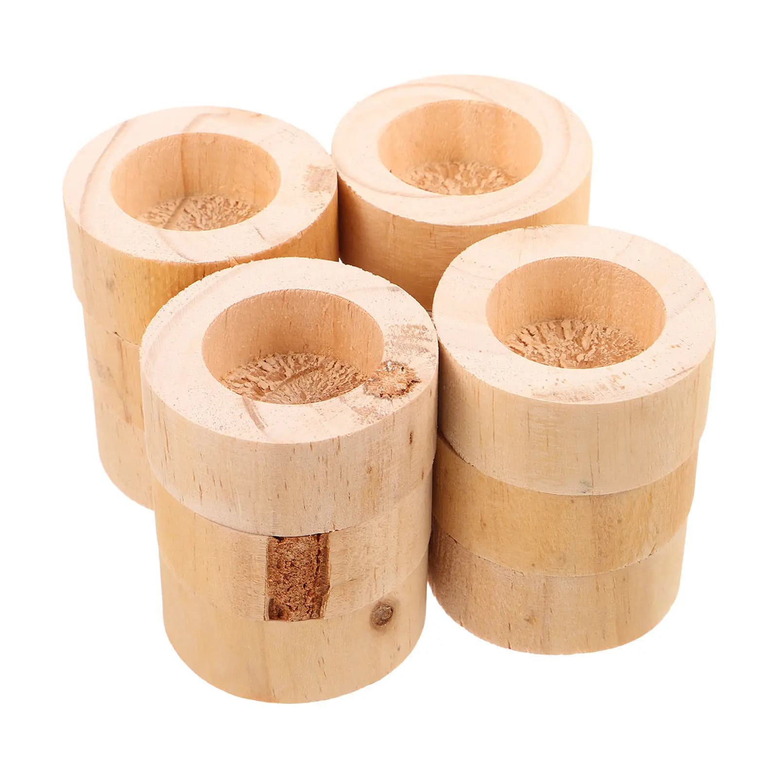 Set di 3 Vasi in Legno Rustici per Aromaterapia, Contenitori per Piante Succulente, Decorazione per Feste