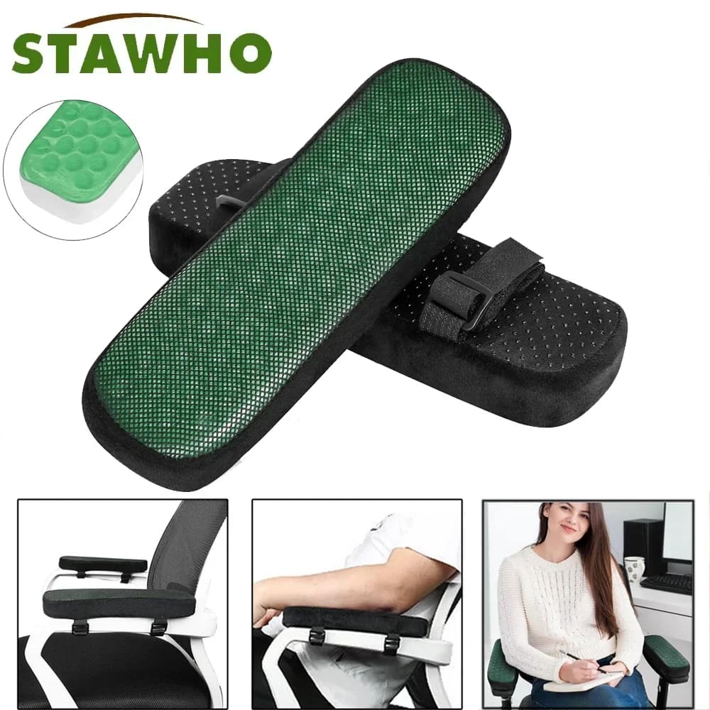 Braccioli per sedia da ufficio con gel rinfrescante, cuscinetti per braccioli in memory foam per fodere per braccioli per sedia da gioco per cuscini per braccioli per sedia da scrivania
