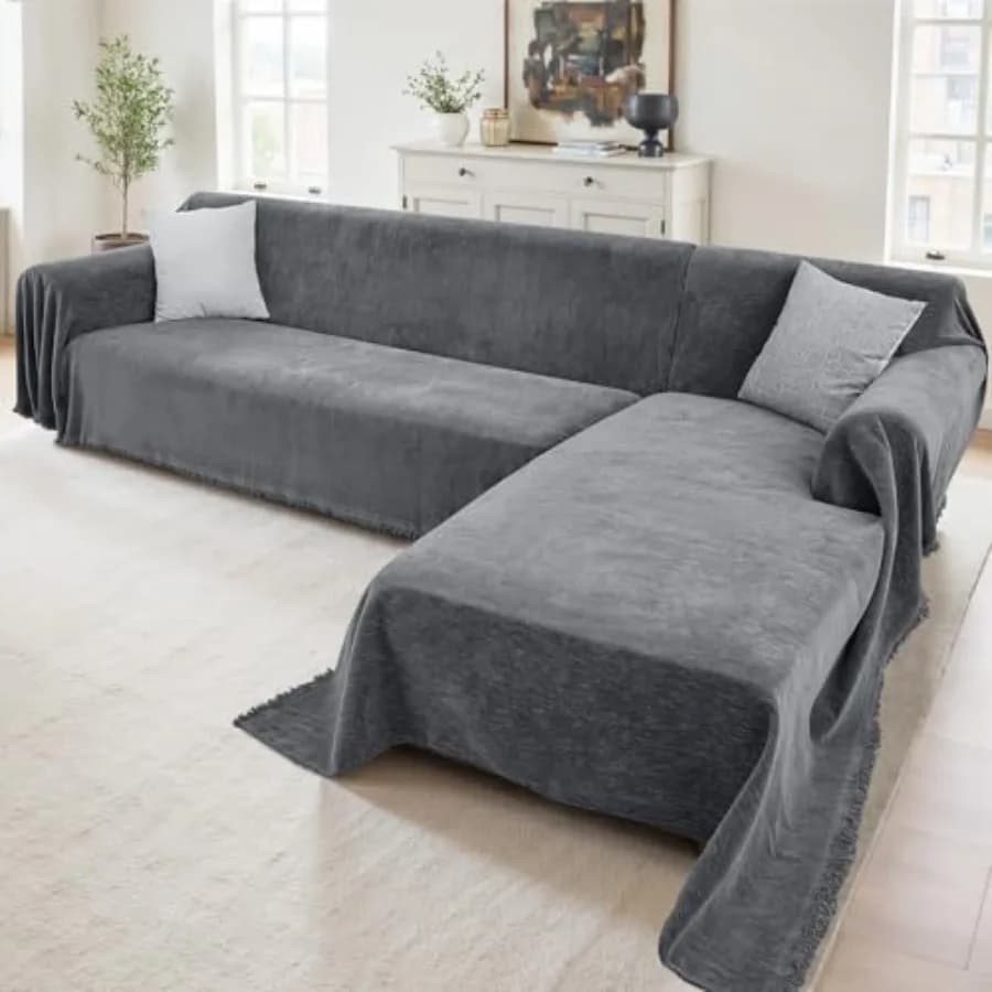 Cover Sectional 2 Pieces L-shaped Washable, Cover for Dog Sofa, Seat Cover for Domestic Animals, Lining in Peel