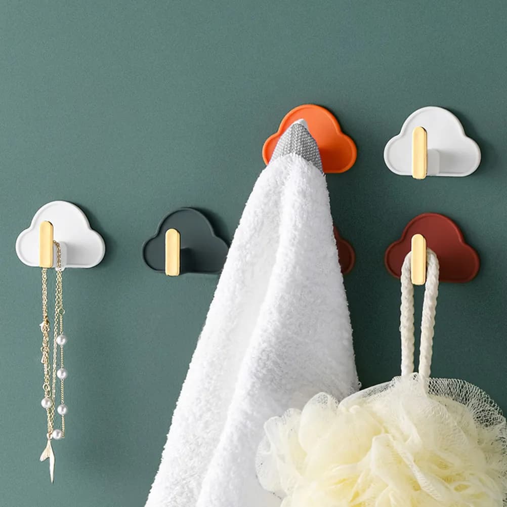 4Pcs Punching-Free Adhesive Hooks for Clothes Hats Bags Towels Wall Mount in Kitchen Bathroom Strong Load-Bearing
