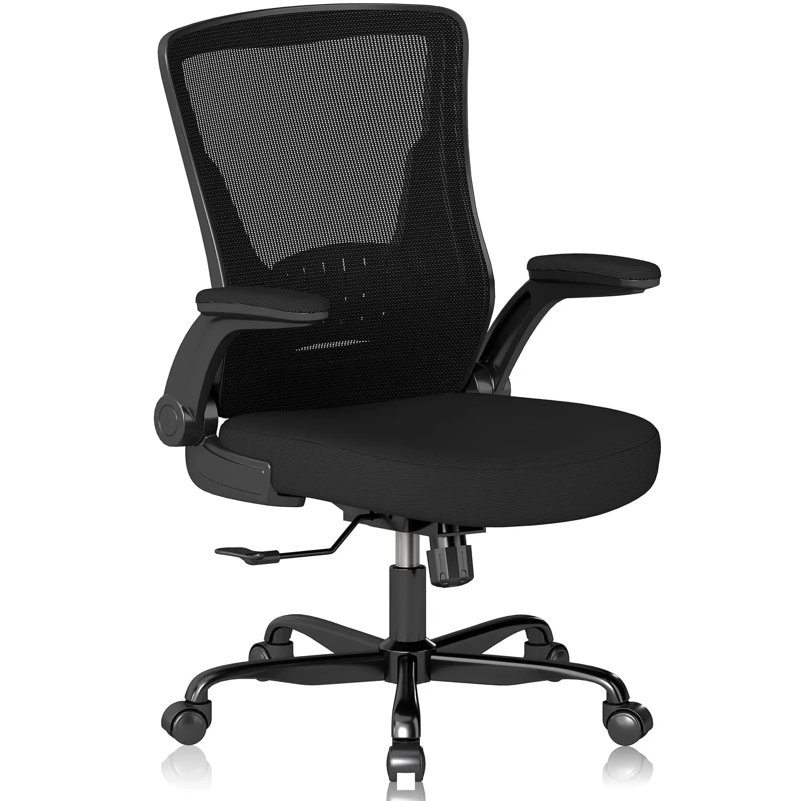 Sedia da Ufficio Ergonomica in Rete con Altezza Regolabile, Braccioli Ribaltabili e Ruote