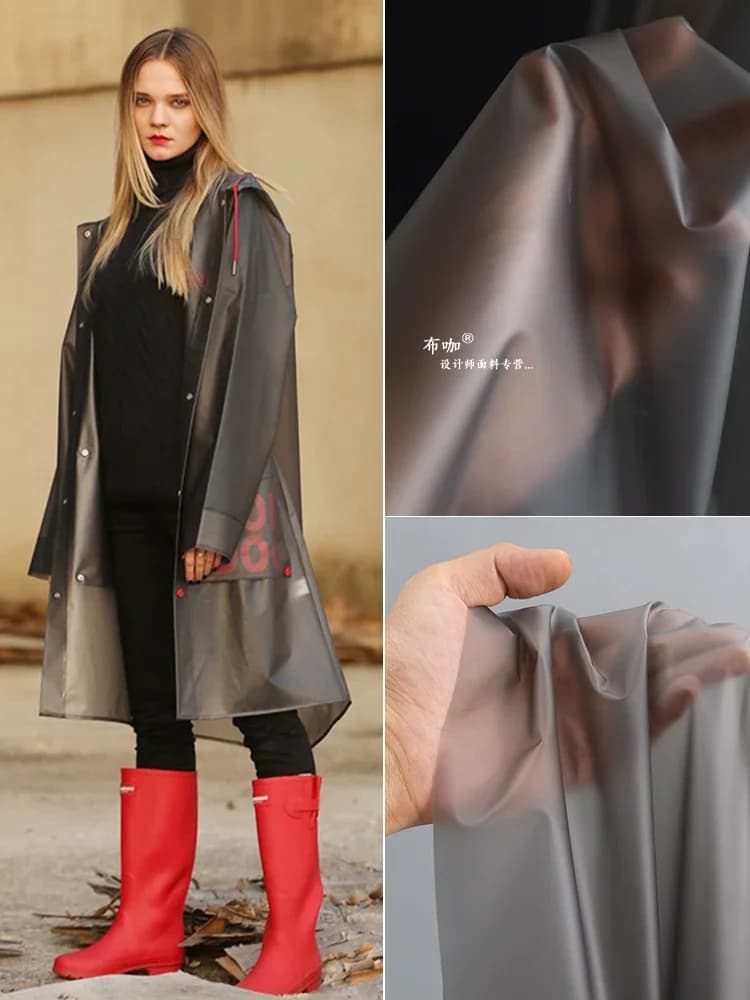 Pellicola impermeabile opaca in tessuto TPU semitrasparente grigio nero smerigliato, tessuto di design in plastica ecologico impermeabile