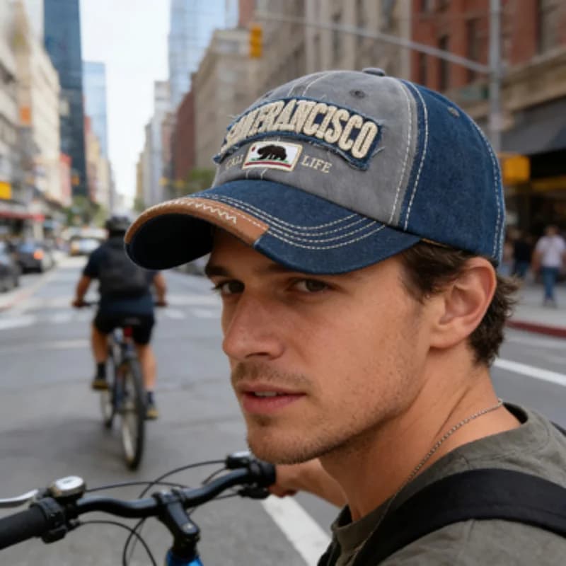 Cappellino da Baseball Ricamato Stile Americano, Tendenza Street Primavera-Autunno, Cappello con Visiera Grande