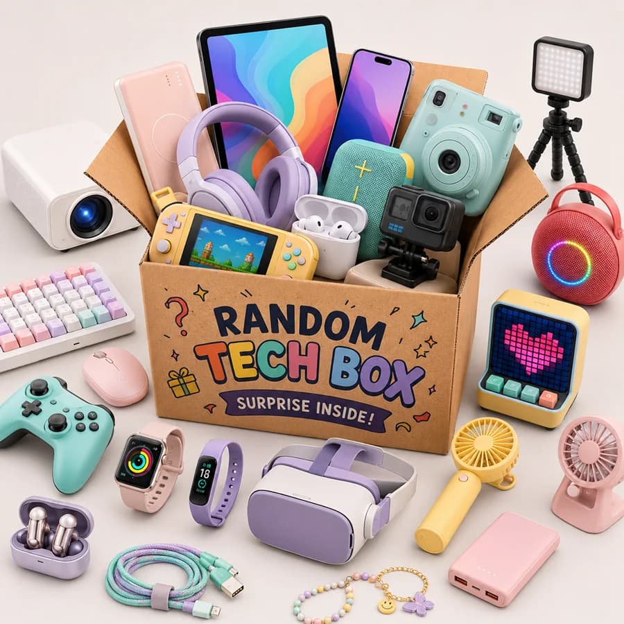 Mega Mystery Box Elettronica: Scatola a Sorpresa Tecnologica con Auricolari Wireless, Smartwatch, Mouse, Dispositivi Digitali e Laptop (Contenuto Casuale)